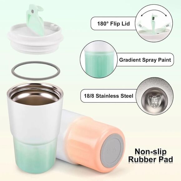 Travel Coffee Mug 12 Oz. 2 Pack Leak Proof Reusable Hot/Cold Double Walled NIB - Picture 2 of 8